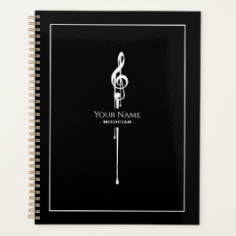 Agenda Mezcla de White Treble Clef Classy Black