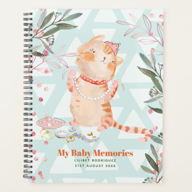 Agenda Mi bebé Recuerdos Tema personalizado del gato Prin (Anverso)