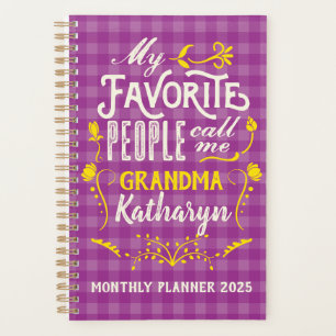 Agenda Mi gente favorita me llama abuela Purple Gingham