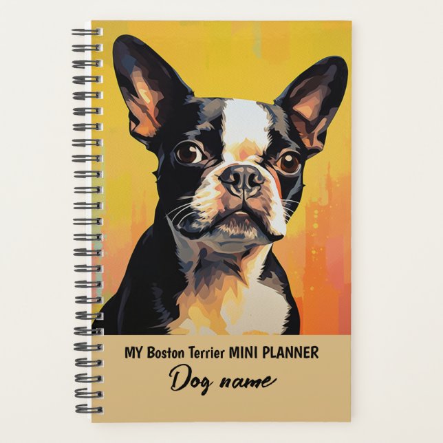 Agenda Mi Personalizado Dog Name Boston Terrier Retrato (Anverso)