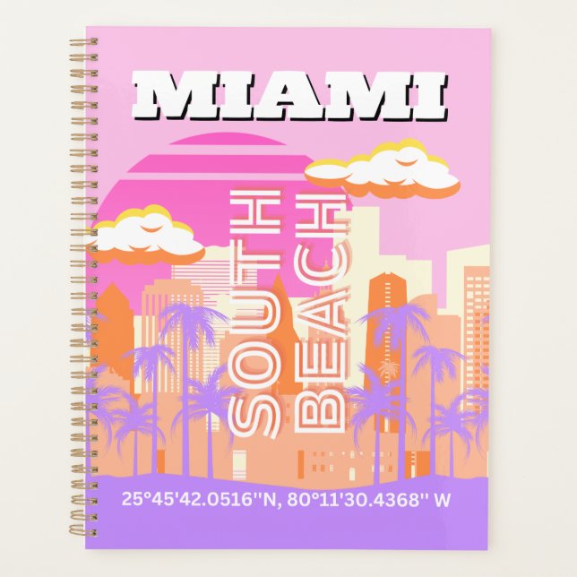 Agenda Miami Beach, Miami Travel Art, habitación Preppy,  (Anverso)
