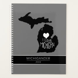 Agenda Michigan I Love Black Gray Silhouette Planner
