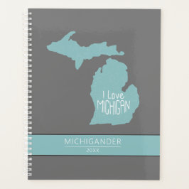 Agenda Michigan I Love Blue Gray Silhouette