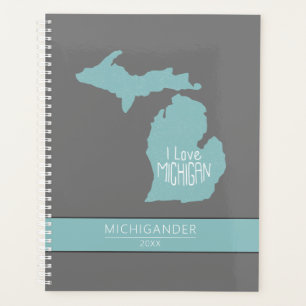 Agenda Michigan I Love Blue Gray Silhouette