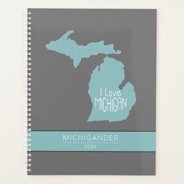 Agenda Michigan I Love Blue Gray Silhouette (Anverso)