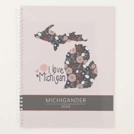 Agenda Michigan I Love Pink Brown Pattern Floral