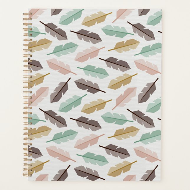 Agenda Mid-Century Modern Retro Feathers Planner (Anverso)