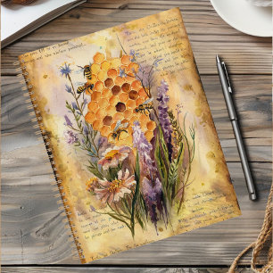 Agenda Miel Abeja Panal Acuarela Vintage Adorable
