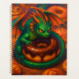 Agenda Mini Dragón verde lindo y arte de fantasía de donu