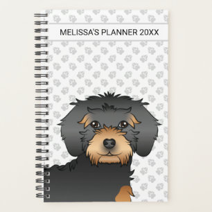 Agenda Mini Goldendoodle de dibujos animados negro y marr