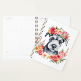 Agenda Mini Schnauzer Flores rosas Crown amarillo blanco
