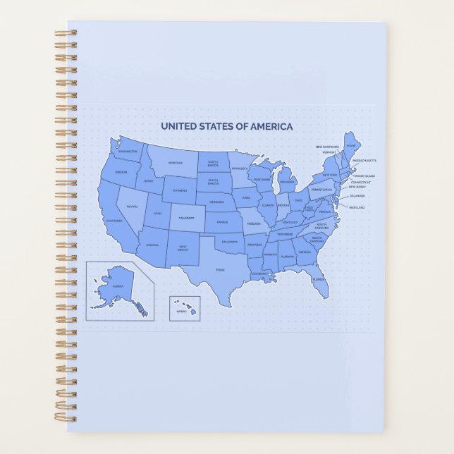 Agenda Minimal Blue United States Map Illustration (Anverso)
