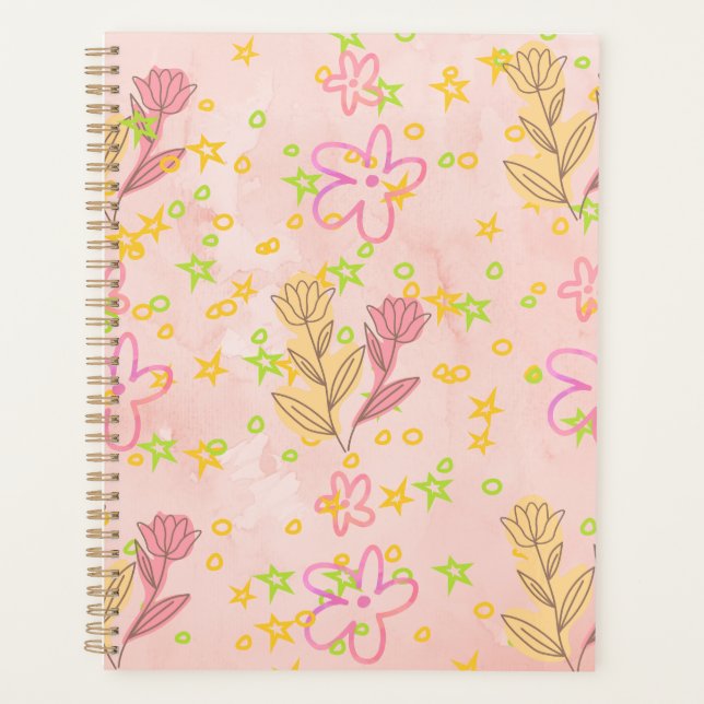 Agenda Minimal Floral Doodle Pattern –Pastel Pink pattern (Anverso)