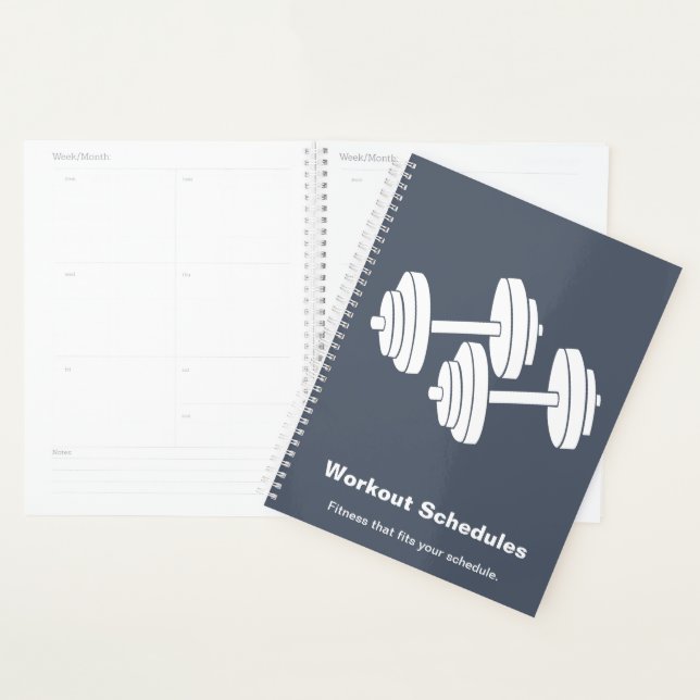Agenda Minimal Grey White Dumbbell Motto Workout Schedule (Demostración)