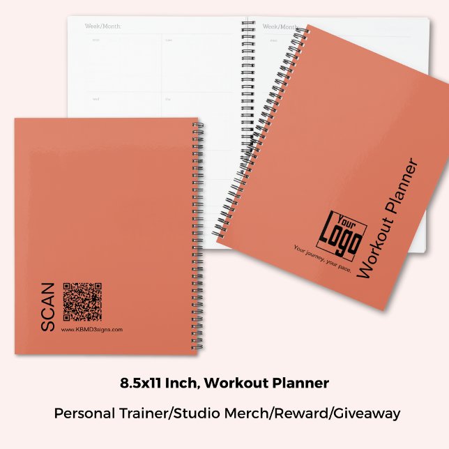 Agenda Minimal Orange Black Logo Motto Fitness Workout (8.5x11 Inch, Minimal Orange Black Logo Motto Fitness Workout Planner)