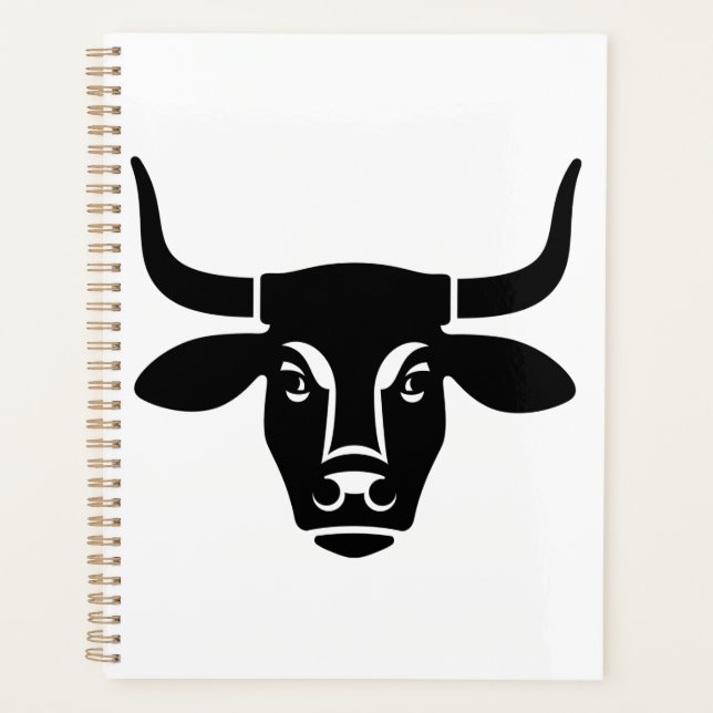 Agenda Minimalist Black Bull Head Ox Silhouette (Anverso)