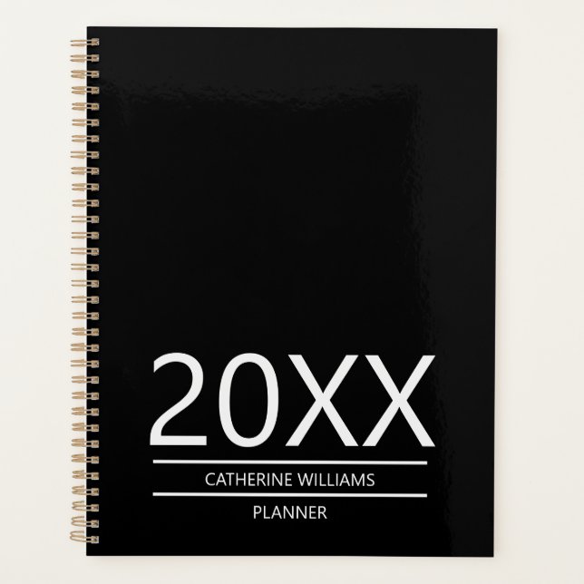 Agenda Minimalist Black White Monogram Name Business 2026 (Anverso)