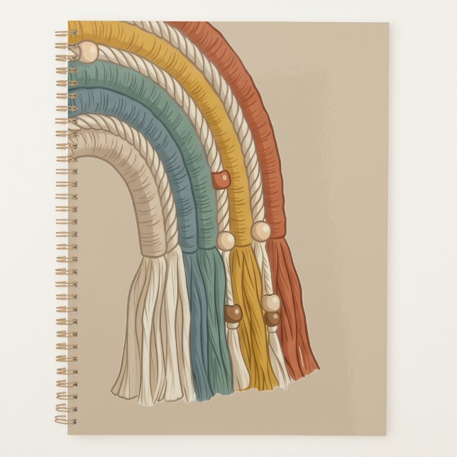 Agenda Minimalist Earth Tone Boho Macramé Rainbow (Anverso)