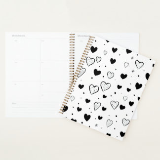 Agenda Minimalist Heart Notebook – Black and White Cute