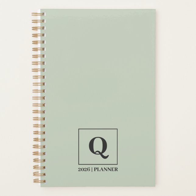 Agenda Minimalist Sage Green 2026 Planner (Anverso)