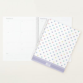 Agenda Minimalist Soft Pastel Heart Pattern Personalized