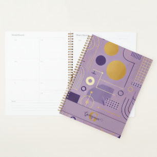 Agenda Minimalista escandinavo morado y oro personalizado