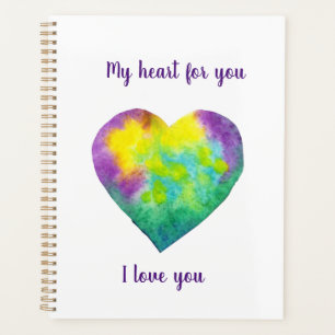 Agenda Minimalista me encanta el corazón de la acuarela a