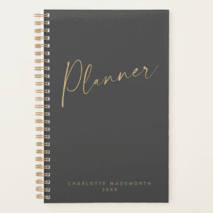 Agenda Minimalista moderno oro negro personalizado semana