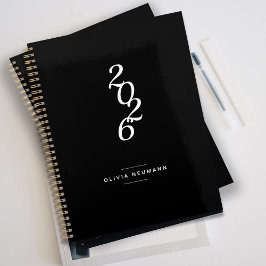 Agenda Minimalista nombre personalizado en blanco y negro