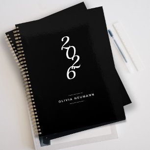 Agenda Minimalista nombre personalizado en blanco y negro