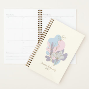 Agenda Minimalista Pastel Resumen Arte Floral Personaliza