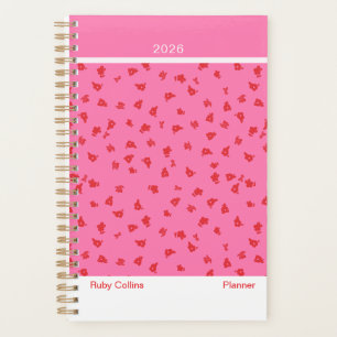 Agenda Mínimo Floral Disperso Rosa Juguetón