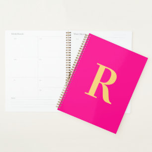 Agenda Mínimo moderno Monograma rosa caliente