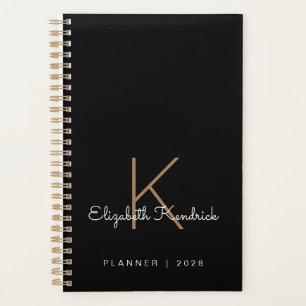 Agenda Mínimo moderno monogramado negro