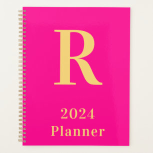 Agenda Mínimo Monograma moderno Rosa caliente 2024