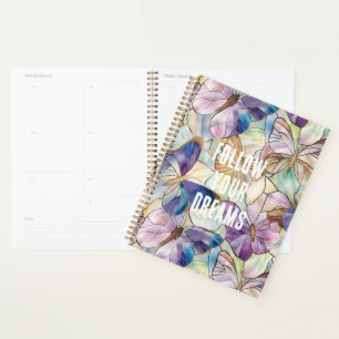 Agenda Mint Aqua Blue Purple Butterflies