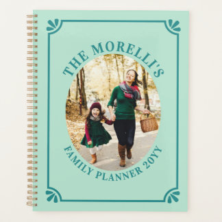 Agenda Mint Green & Teal Oval Photo Family