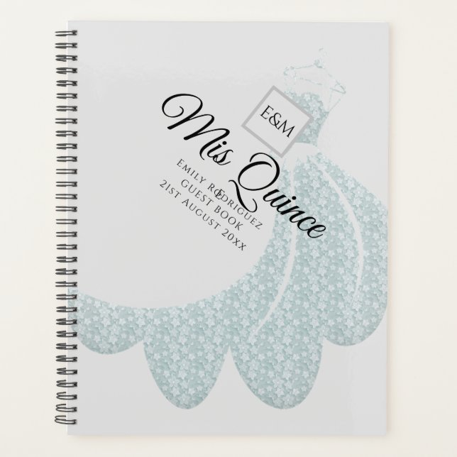 Agenda Mis Quince Quinceanera VESTIR LIBRO Plata (Anverso)