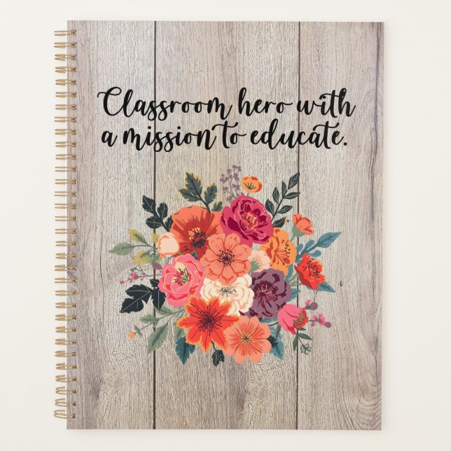 Agenda Misión de héroe de aula para educar diseño (Anverso)
