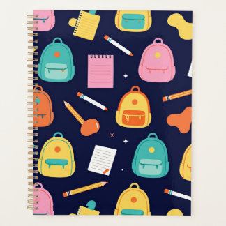 Agenda Mochilas Escolares Azules Lindas Patrón Estético