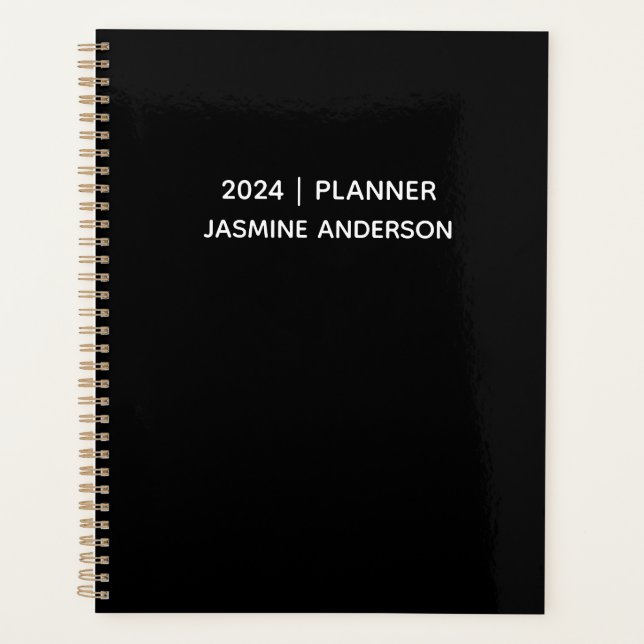 Agenda Moda Blanca Negra Moderna 2024 Semanalmente Mensua (Anverso)