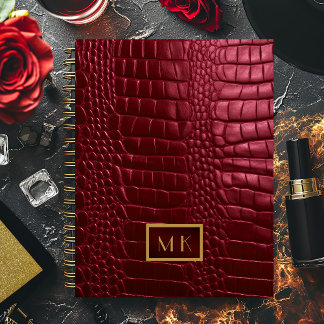 Agenda Moda Burgundy Red Faux Crocodile Business Planner