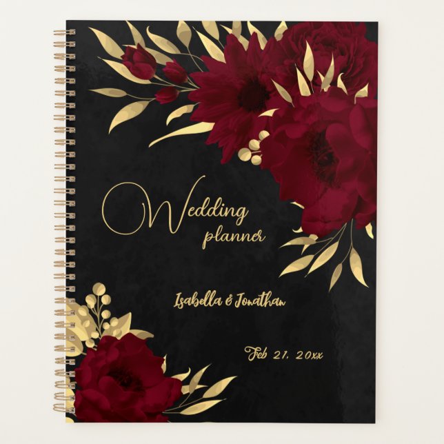 Agenda Moda burgundy y boda negro dorado (Anverso)