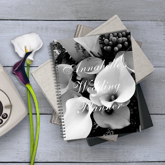 Agenda Moda Calla Lilies Noche Floral Blanca y Negra