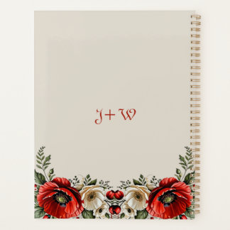 Agenda Moda clásica Burguandy Poppy Floral Marfil Boda