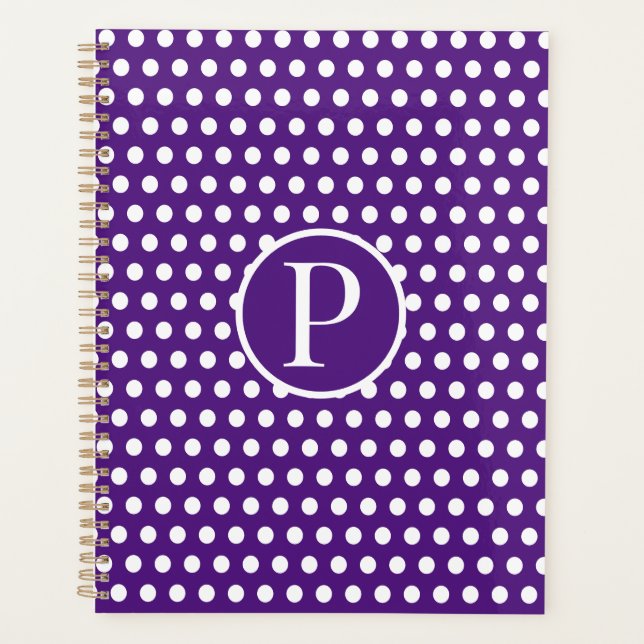 Agenda Moda clásica Púrpura letra inicial Polka Punto (Anverso)