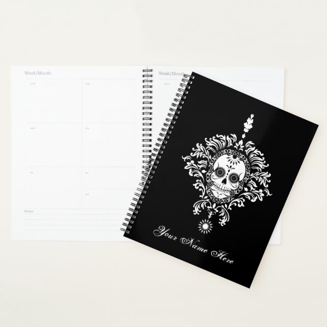 Agenda Moda de Damasco Muerta Azúcar Calavera blanca en n (Demostración)