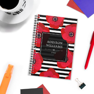 Agenda Moda de los lapachos rojos franjas blancas negras