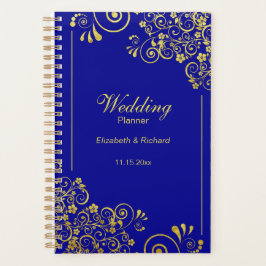 Agenda Moda Dorada Floral Swirls Navy Boda Azul