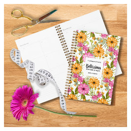Agenda Moda Elegante Negocio Floral Amarillo Moderno